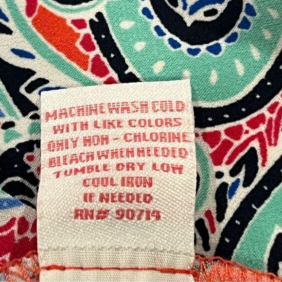 A-line loose fit v-neck short sleeve cold shoulder paisley print dress - Picture 10 of 13